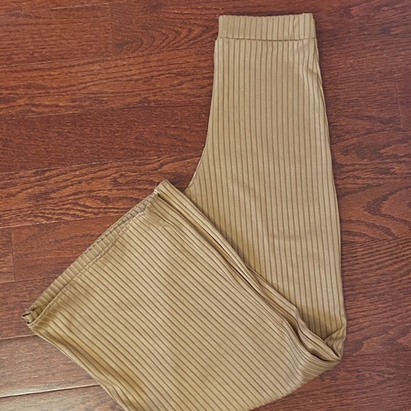 XS Shein brown ribbed knit wide leg pant - Picture 1 of 2